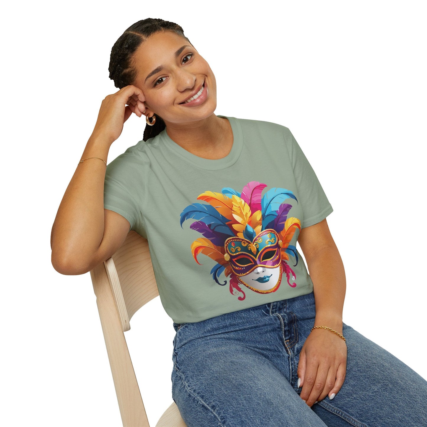 Mask Tee Shirt Unisex Masquerade Design Gildan Softstyle 64000 100 Percent Cotton