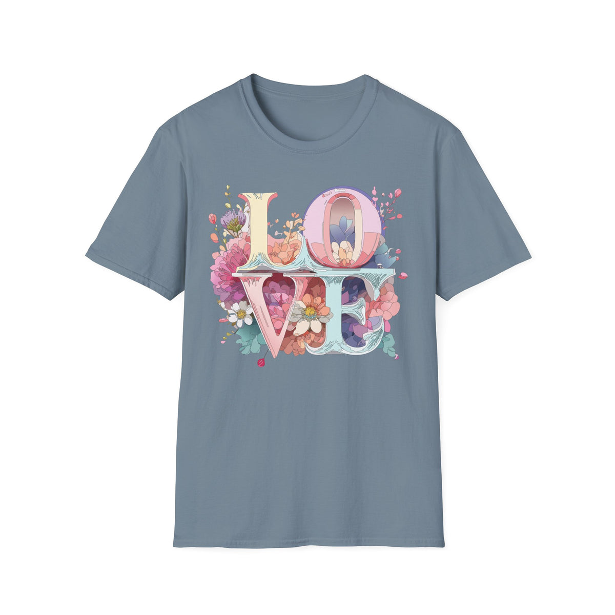 LOVE floral letter tee, T-Shirt | pastel bloom typography