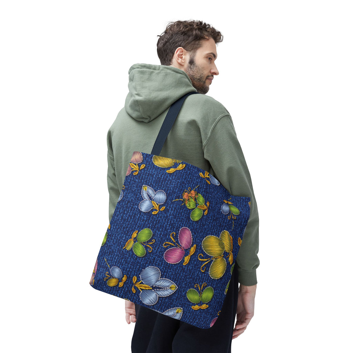 Denim Fabric Imitation Print Unisex Canvas Bag Poly Spun 3 Sizes Tote Bag 176