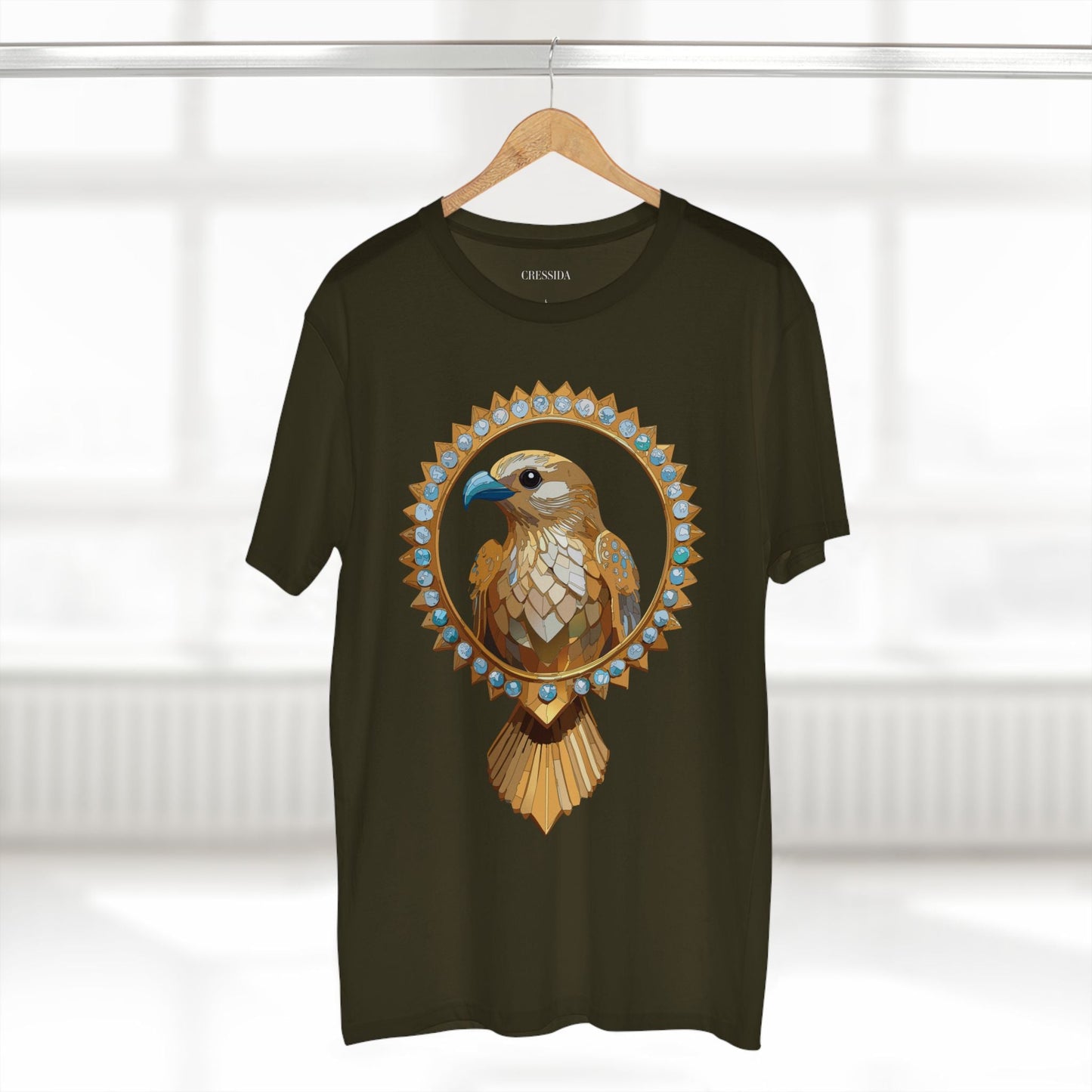 Bird Graphic Unisex 100 Cotton Tee With Unique Animal Golden Medallion Art Design 18