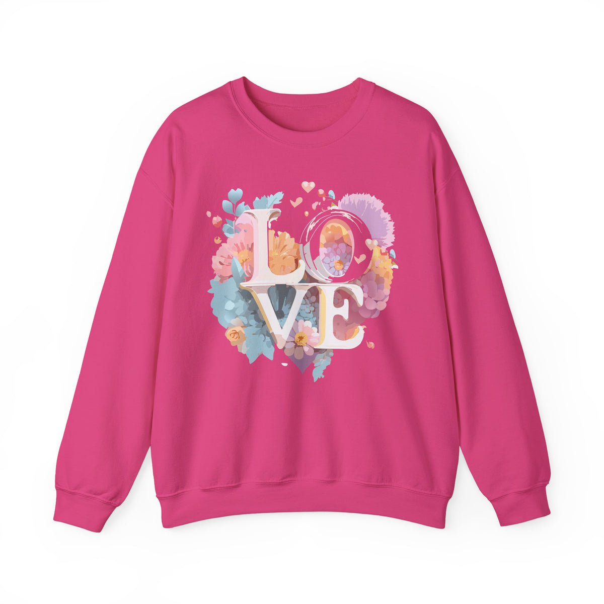 Floral Love Graphic Valentine's Day Sweatshirt Unisex 50/50 Cotton-Poly Sweatshirt w46