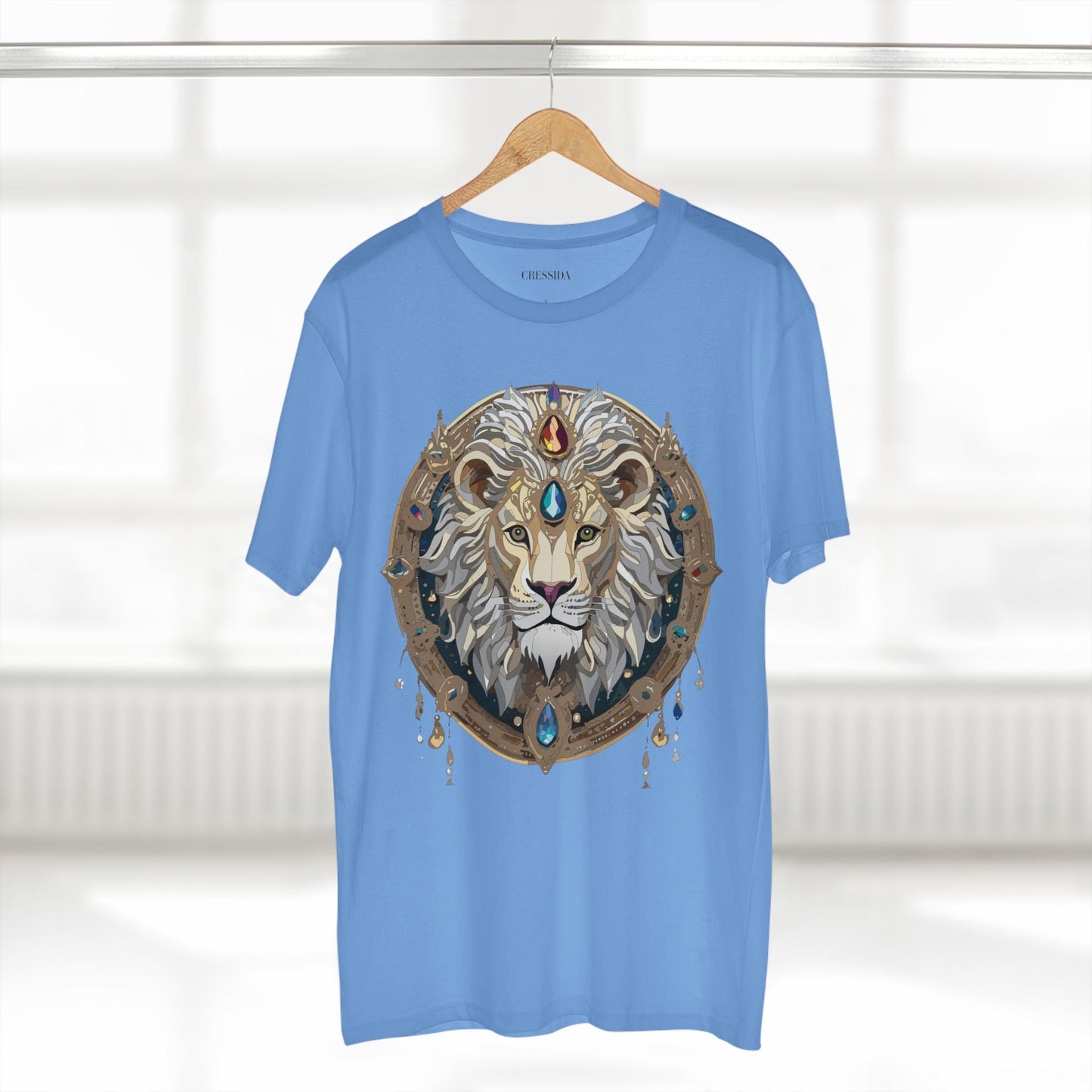 Lion Graphic Unisex 100 Cotton Tee With Unique Animal Golden Medallion Art Design 59