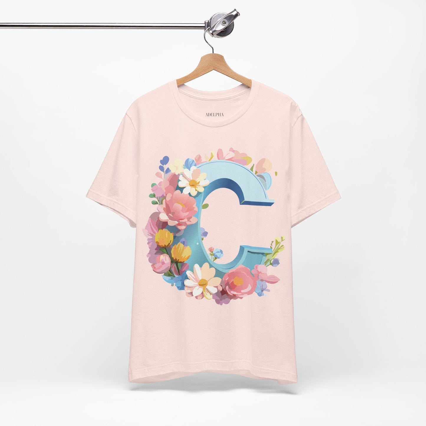 Letter C Shirt Graphic Tee Unisex Short Sleeve Vintage Art Adelpha Premium Quality