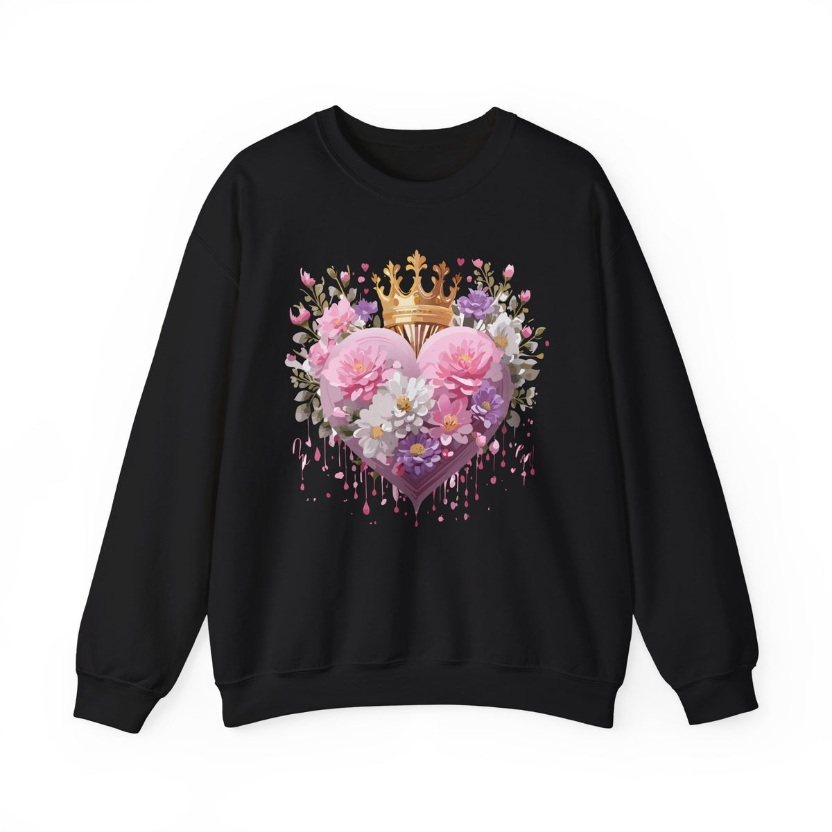 Floral Heart Love Graphic Valentine's Day Sweatshirt Unisex 50/50 Cotton-Poly Sweatshirt w20