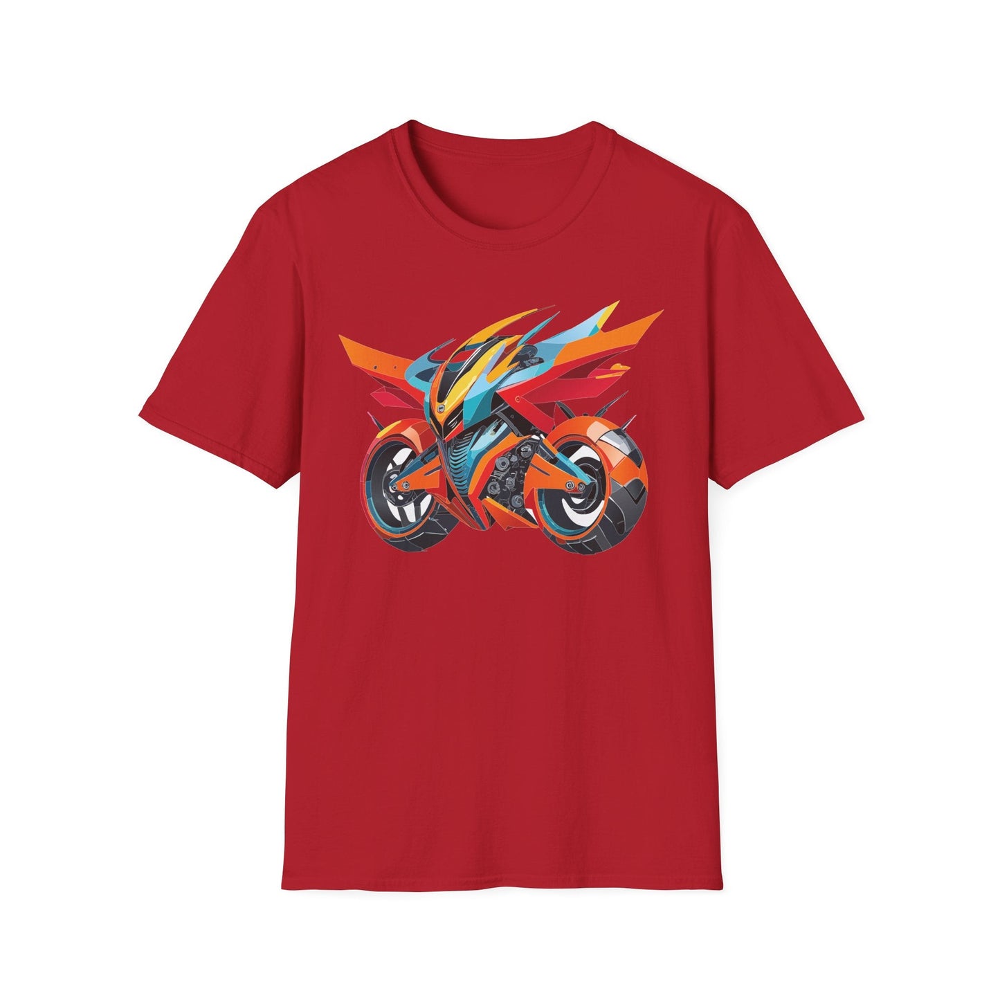 Unisex Bike T Shirt With Motorcycle Art Design Graphic Tee Softstyle 64000 Cotton
