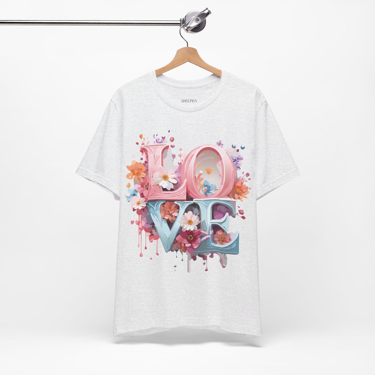 Valentine Day Graphic Unisex 100 Cotton Vintage Artwork with Love and Flower Design Tee 45