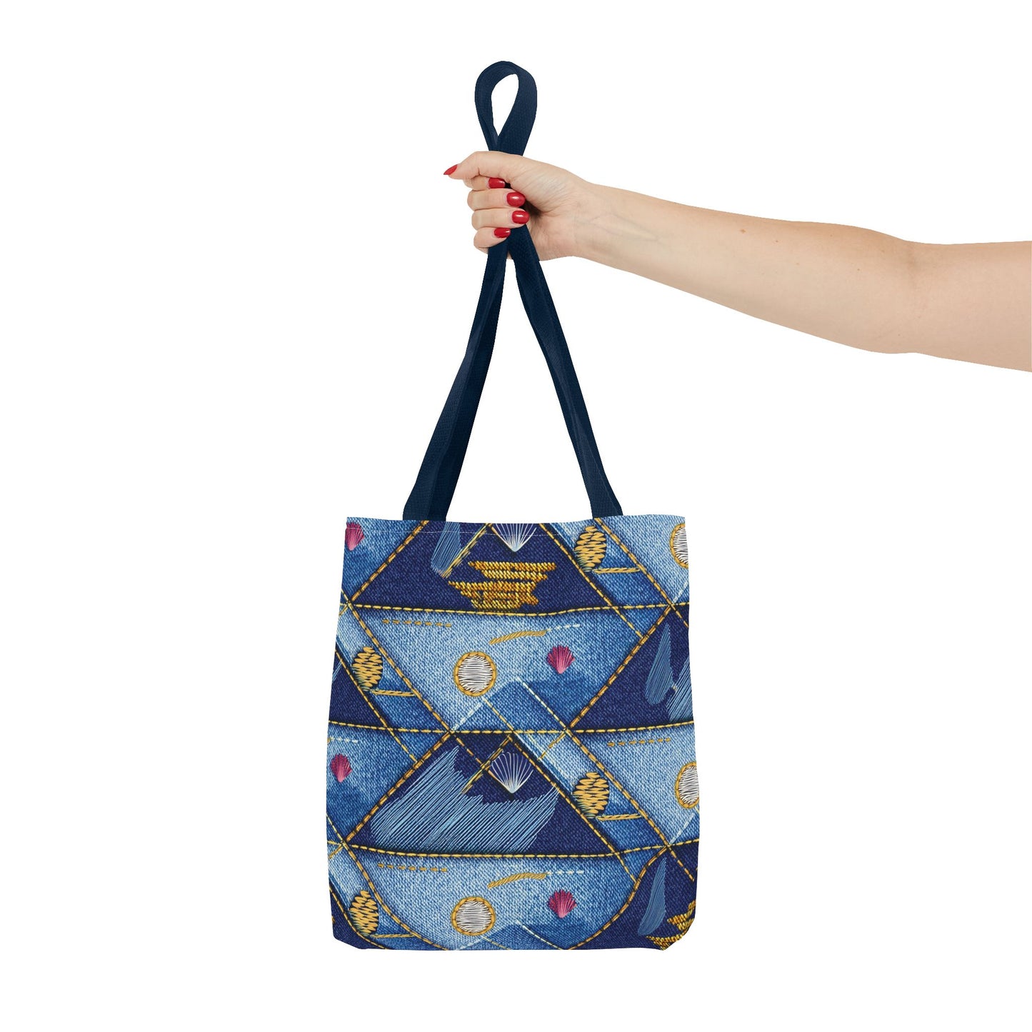 Denim Fabric Imitation Print Unisex Canvas Bag Poly Spun 3 Sizes Tote Bag 182-23