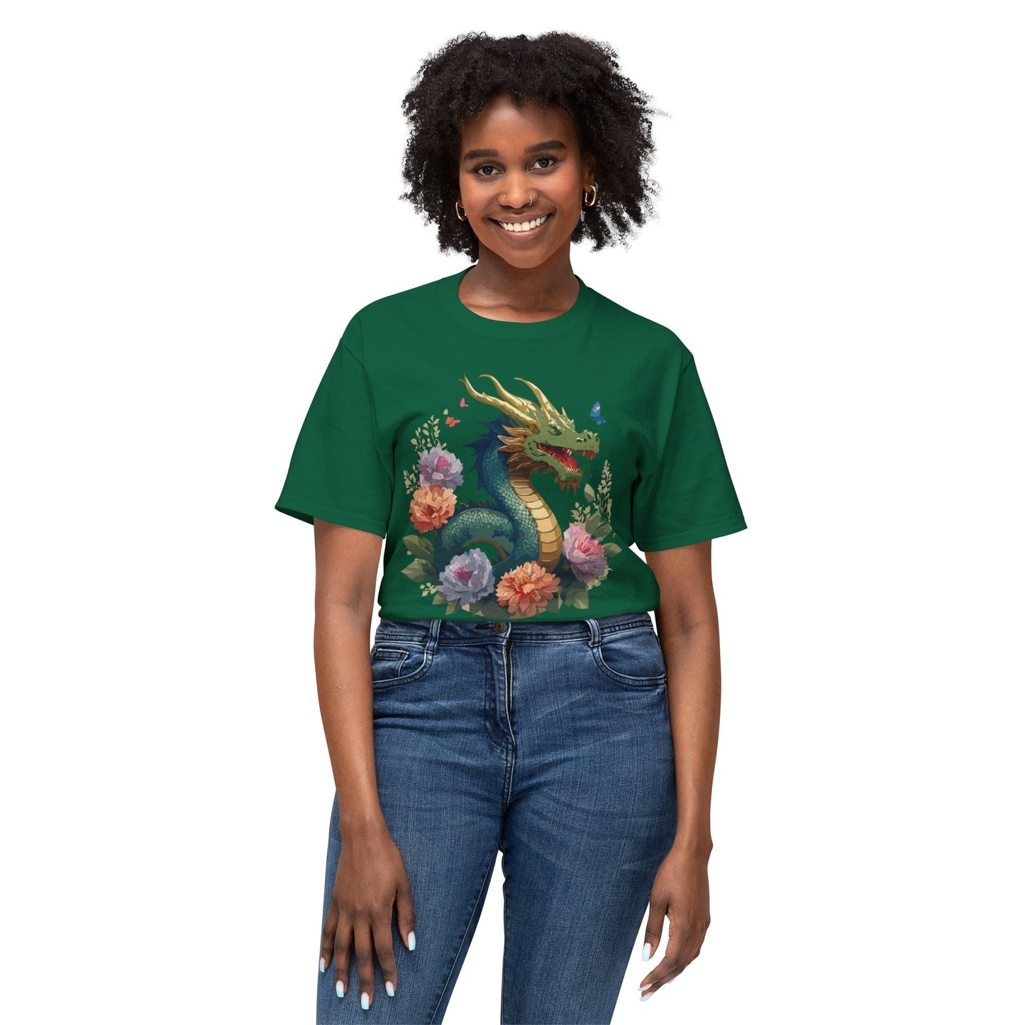Dragon Art Print T Shirt Unisex HD Cotton Made In USA Full Color
