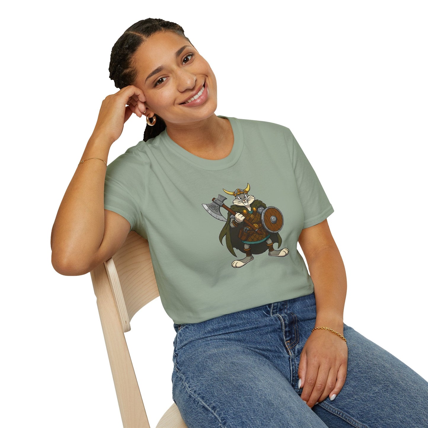 Cartoon Bunny Graphic Unisex Cotton Animal Animation Artwork Design Tee 6