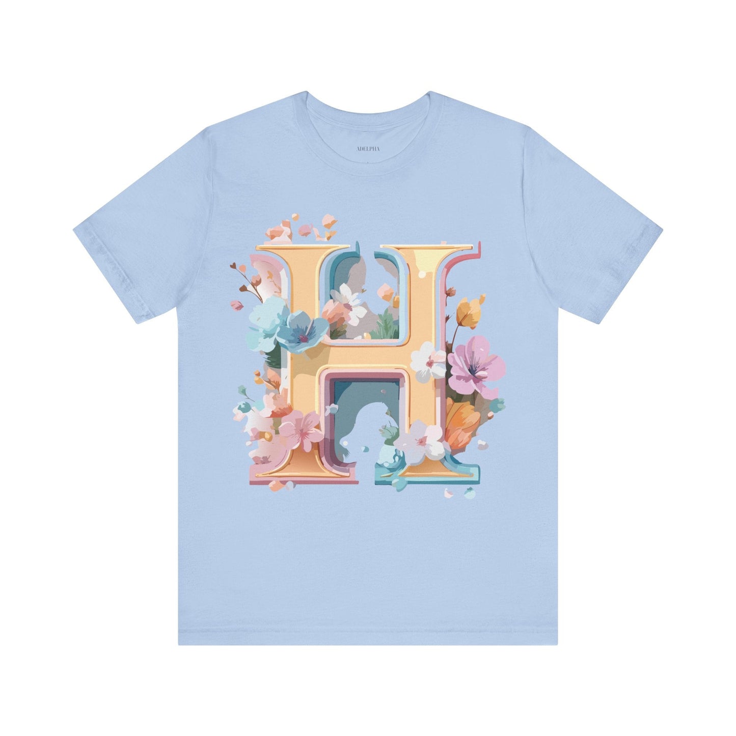 Adelpha Letter H Graphic Tee Unisex Jersey Short Sleeve Vintage Inspired Art Design Shirt