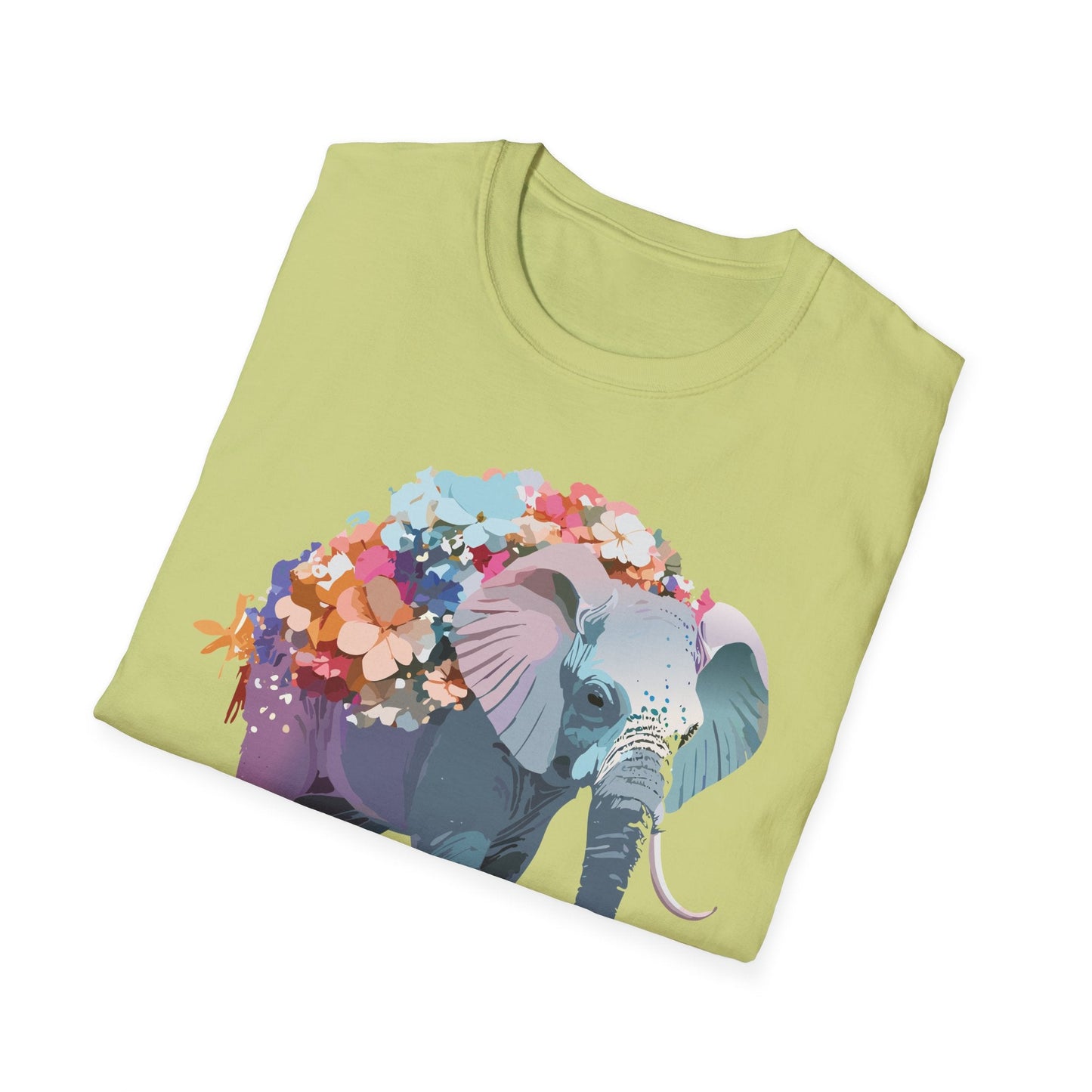 Elephant T Shirt Unisex Softstyle Tee 100 Percent Ring Spun Cotton Animal Design