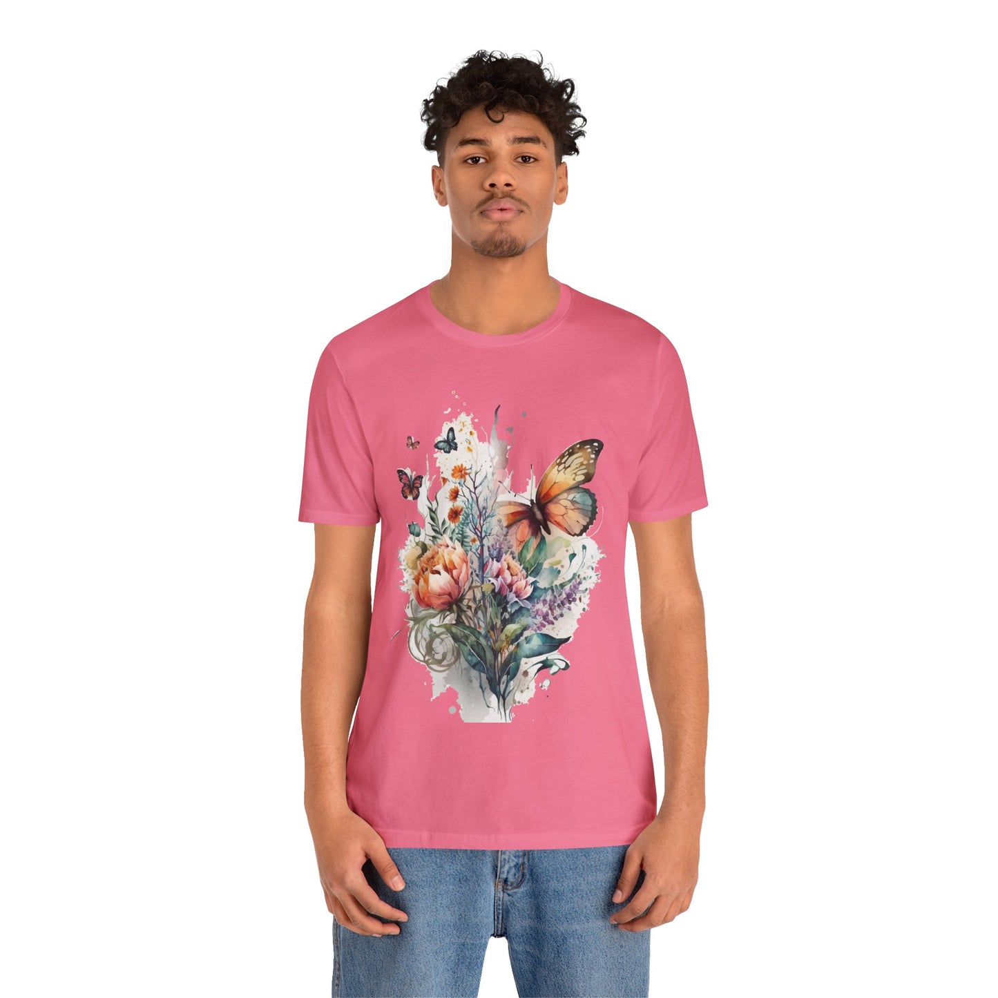 Cotton Tee Shirt with Butterfly Prints