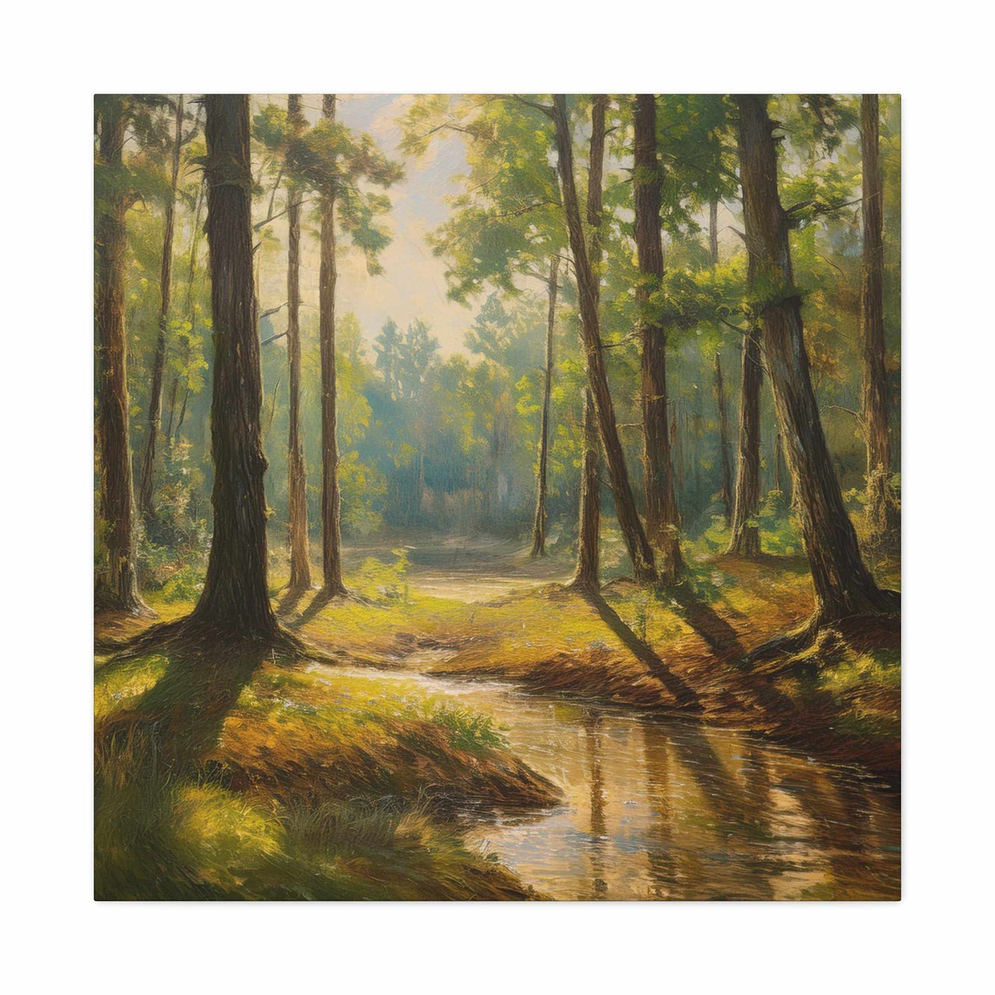 Forest Print Canvas, Trees Oil Paint Print 20x20, 24x24, 30x30, 32x32, 36x36 Art Design Print Pine-Wood Inner Frame MC-72