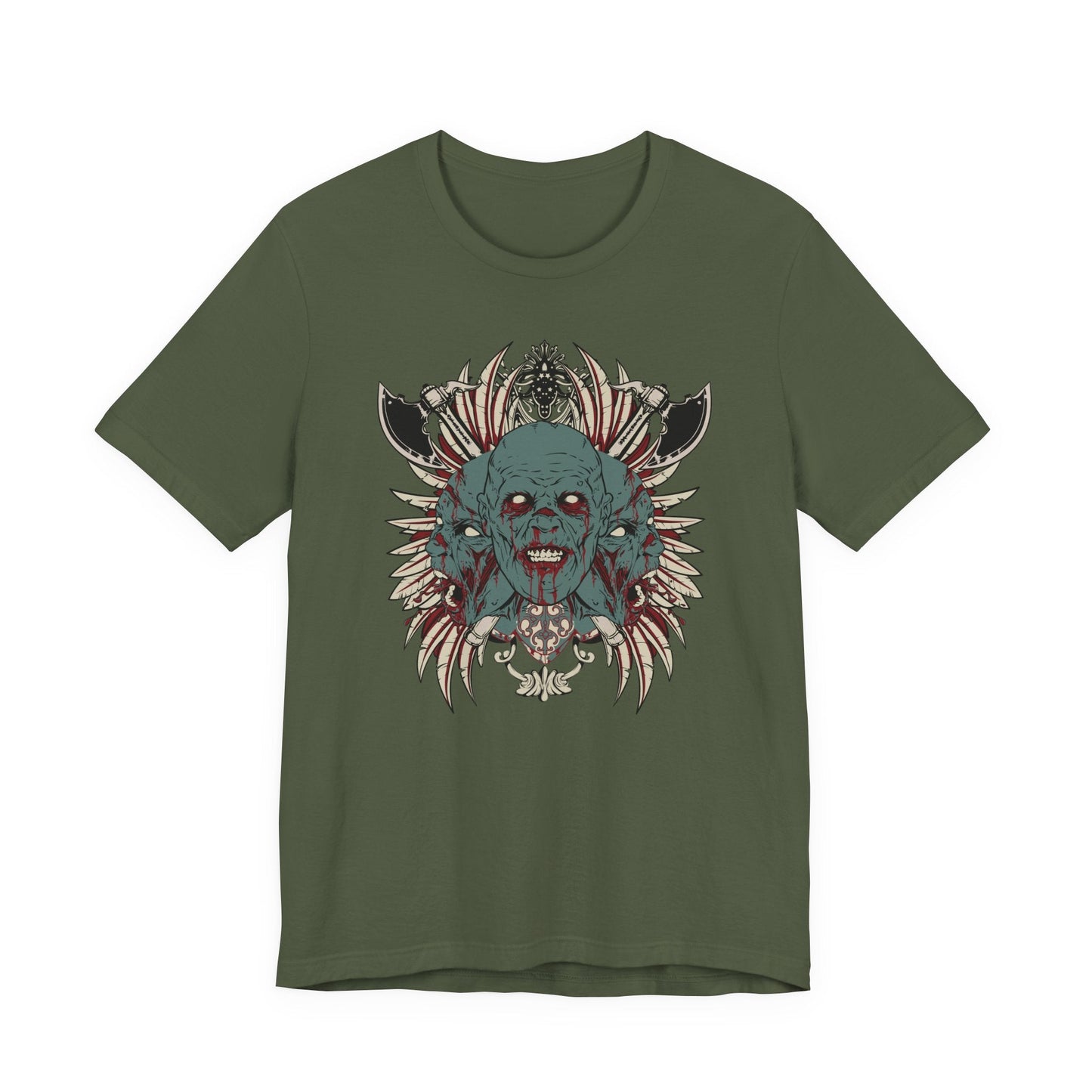 Zombie Skull Mandala T-Shirt Horror Graphic Tee, Gothic Skull Art-54-2