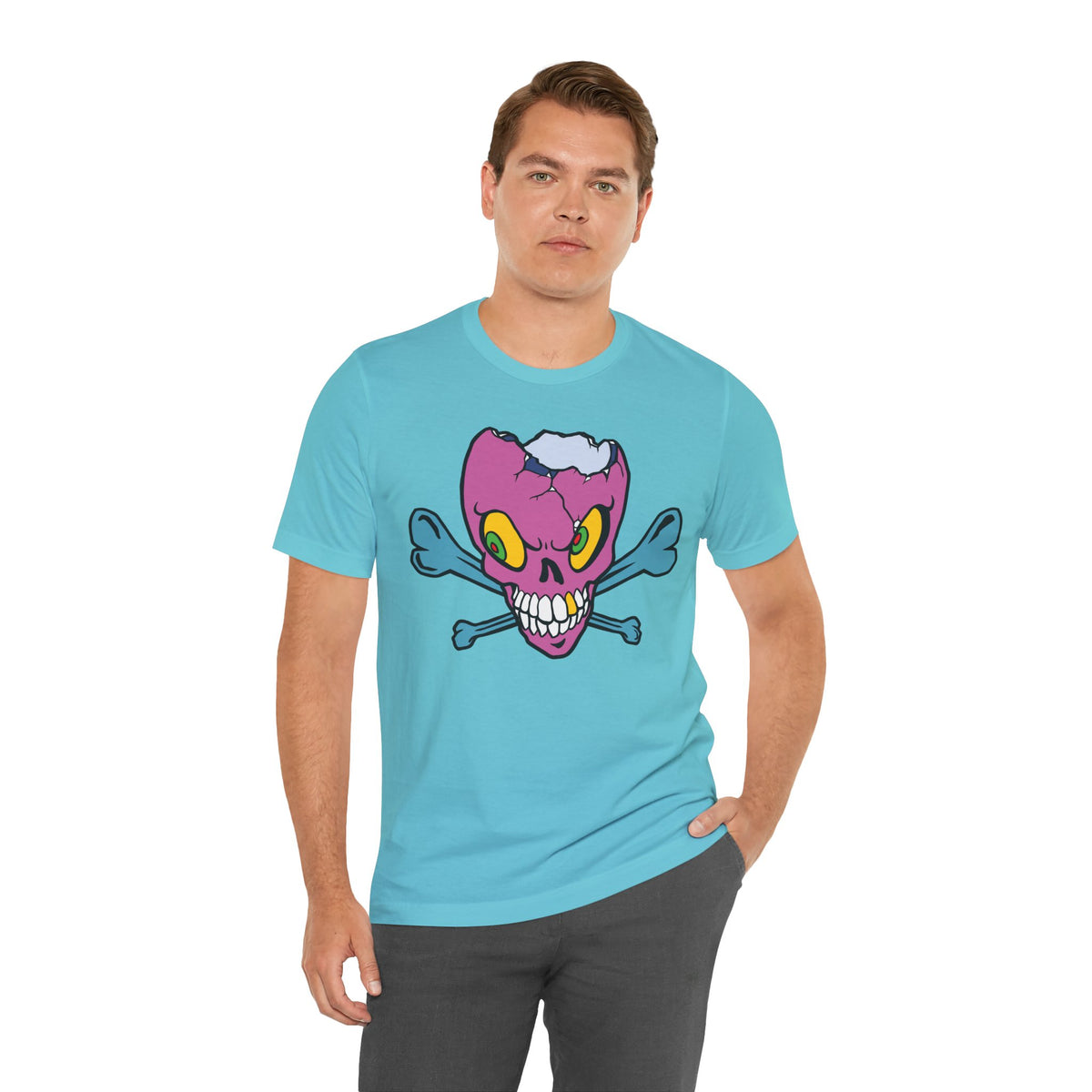 Purple Skull Graphic Design Tee, Skull Shirt, Vintage Tees, Art Design T-Shirt, Vintage Graphic Tee, Art Shirts with Skulls 5