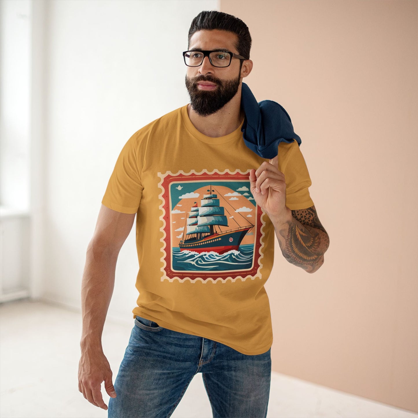 Postage Stamp Shirt Unisex Premium Cotton Tee With Original Art Design Retro2Nova