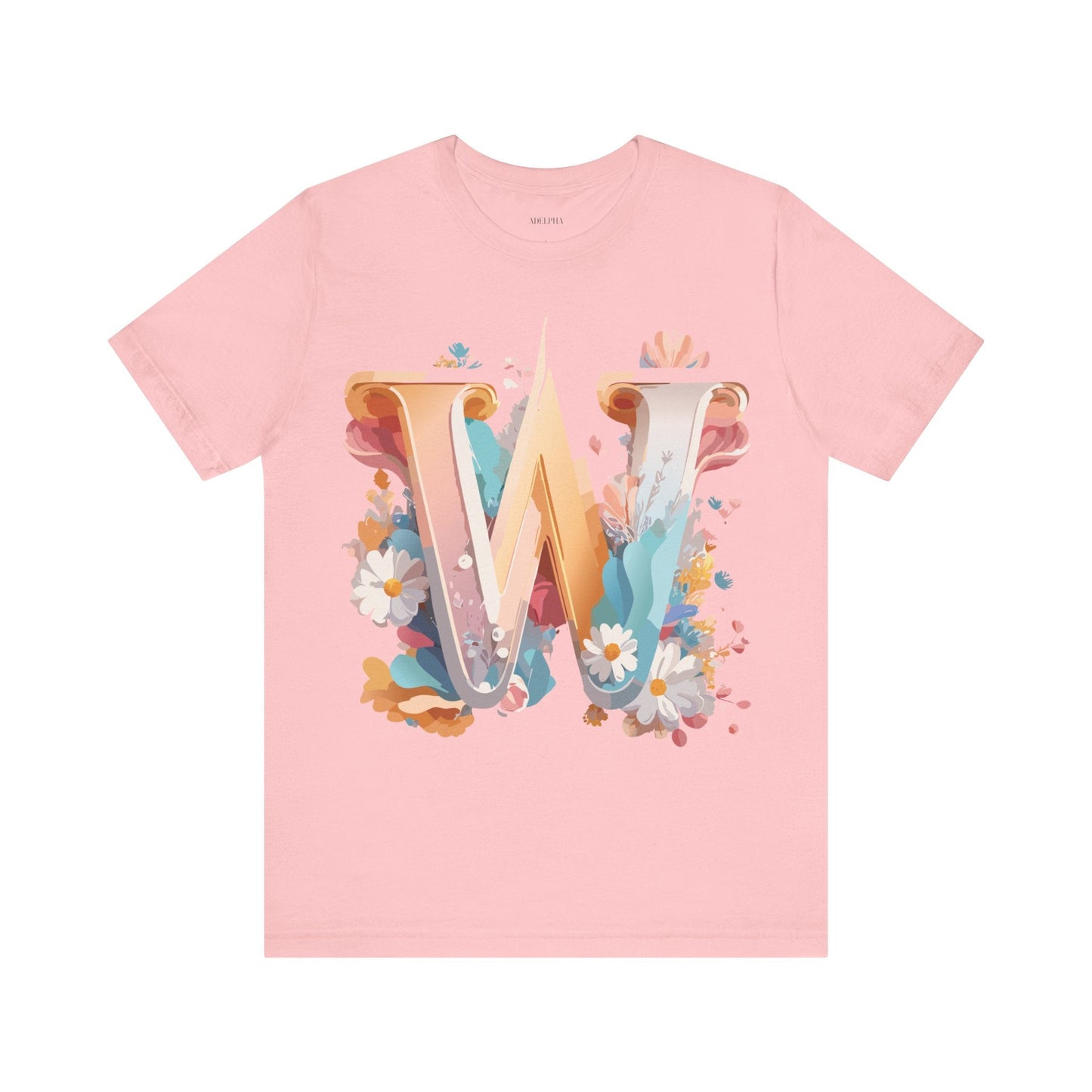 Letter W Shirt Graphic Tee Unisex Jersey Short Sleeve Vintage Inspired Art Adelpha Design