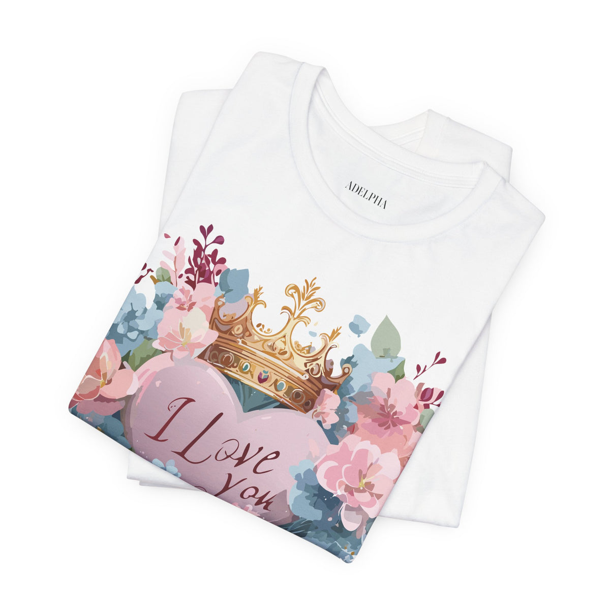 Valentine's Day Graphic Unisex Cotton Bella+Canvas Tee with Floral Art Design d133