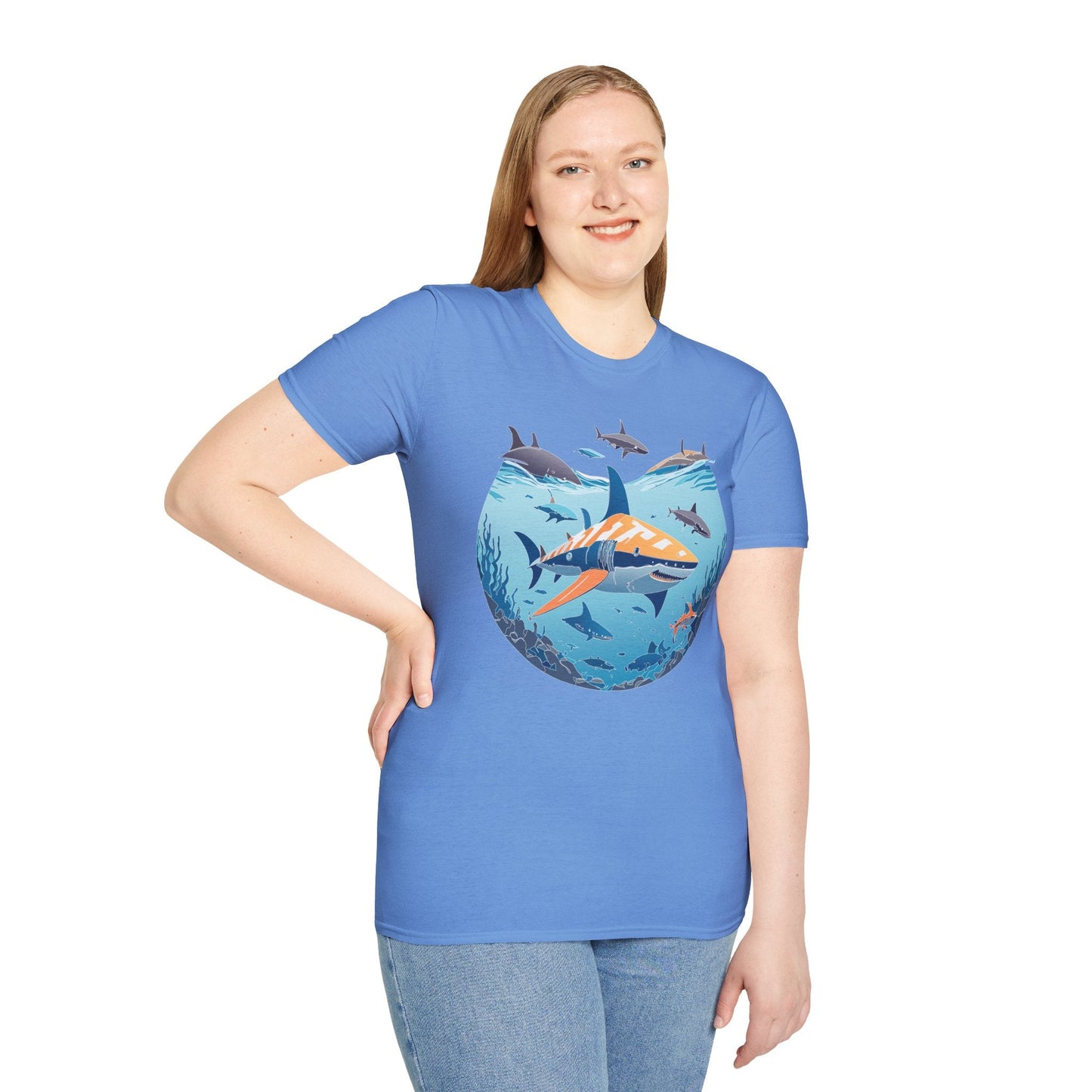Ocean Tee Shirt Unisex Softstyle Gildan 64000 100 Percent Ring Spun Cotton Breathable U Boat Design