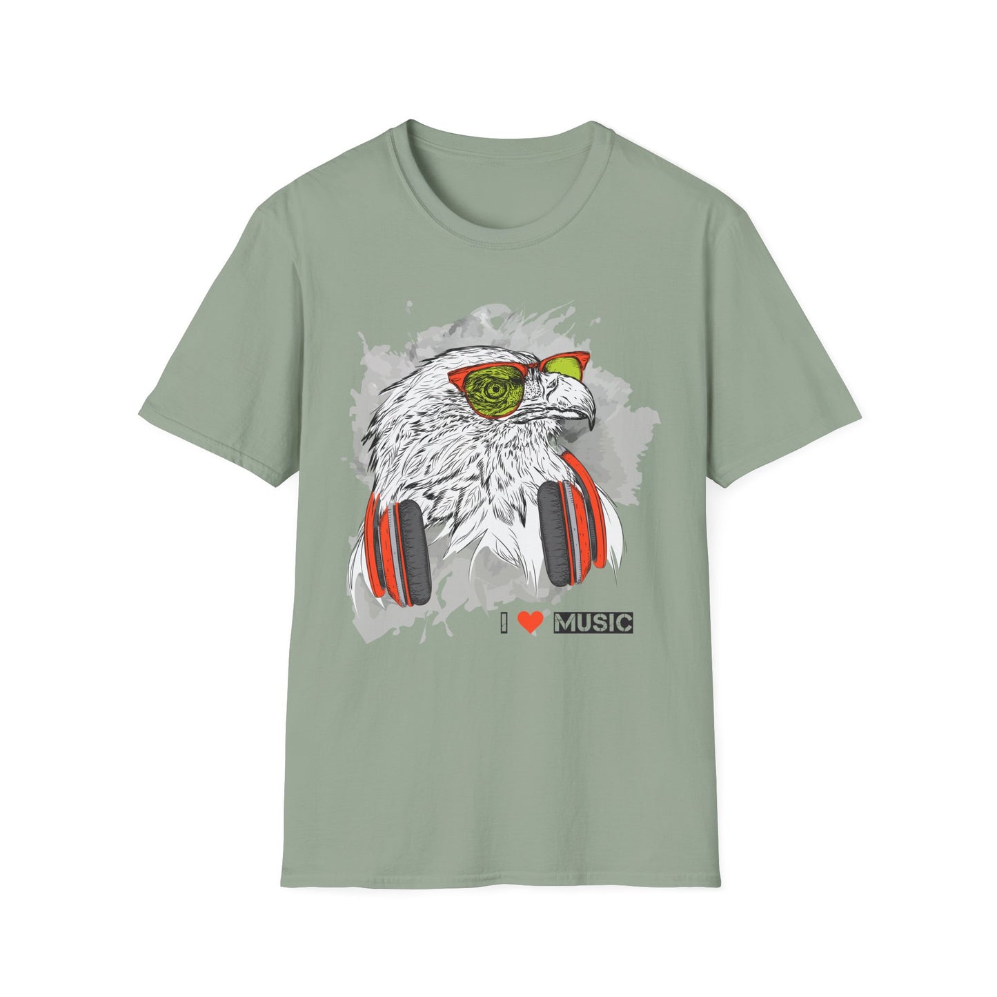 Eagle with Headphones T-Shirt Unisex Cotton Short Sleeves I Music Graphic Tee