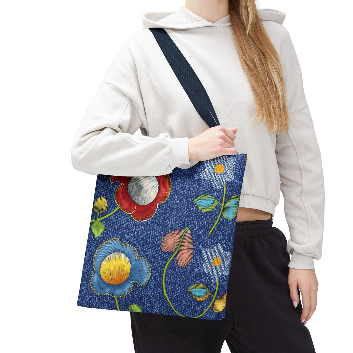 Denim Fabric Imitation Print Unisex Canvas Bag Poly Spun 3 Sizes Tote Bag 159-11