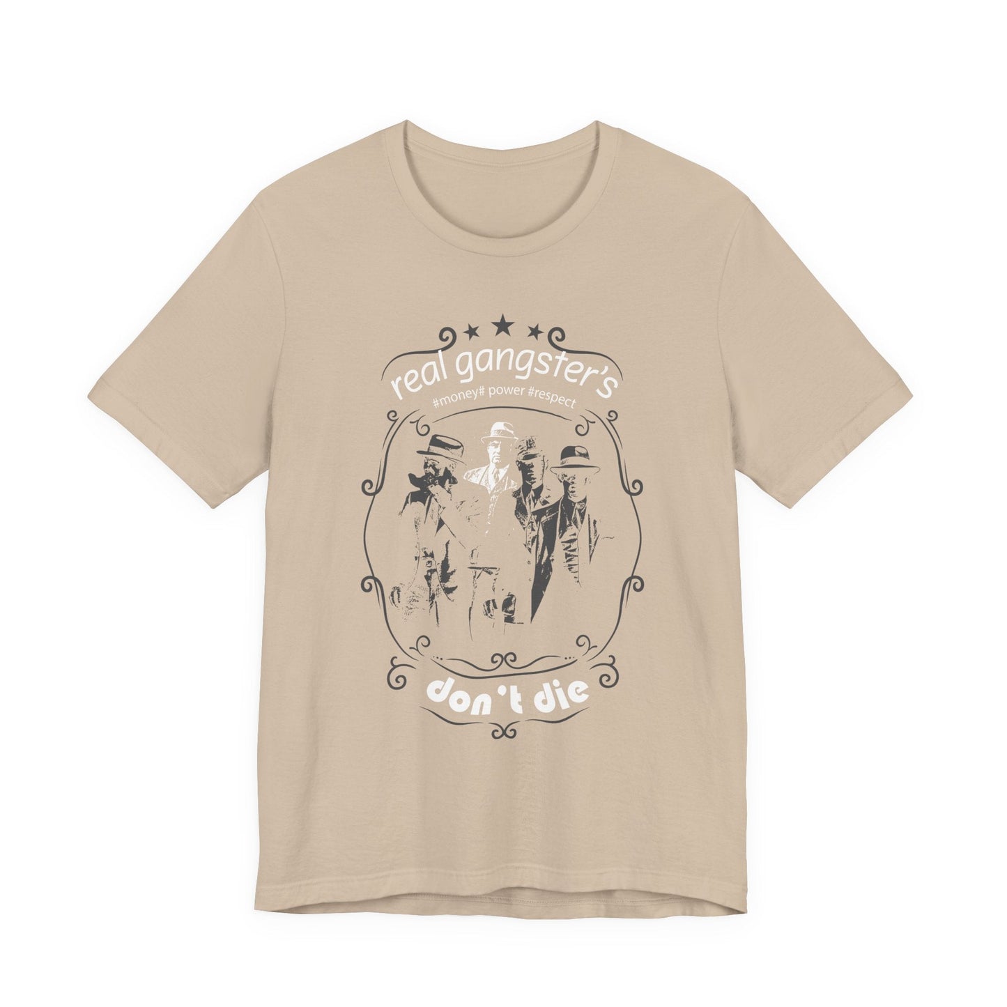 Real Gangsters Don't Die T-Shirt Vintage Outlaw Illustration Retro Biker Tee A-3
