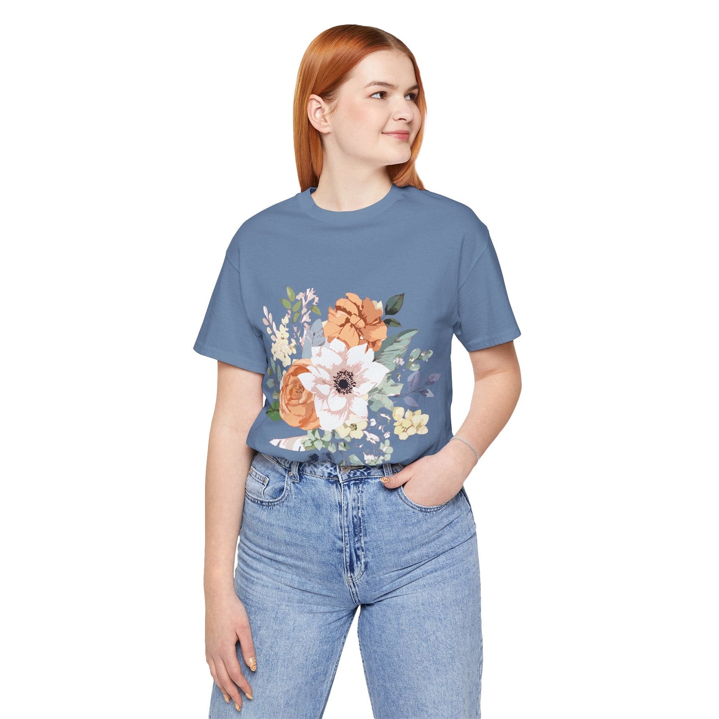 Unisex Floral Shirt Jersey Short Sleeve Tee Lightweight Breathable Flowers Collection Retro2Nova