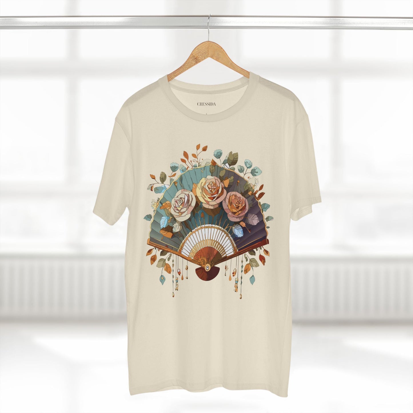 Antique Fan Graphic Design T-Shirt Unisex 100 Cotton Floral Carnival Artwork Tee 5
