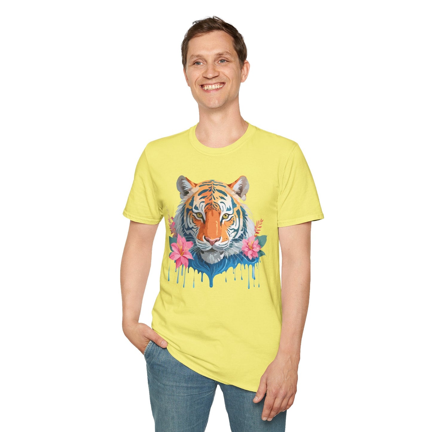 Tiger Unisex Softstyle T Shirt 100 Percent Cotton Gildan 64000 Animal Tee