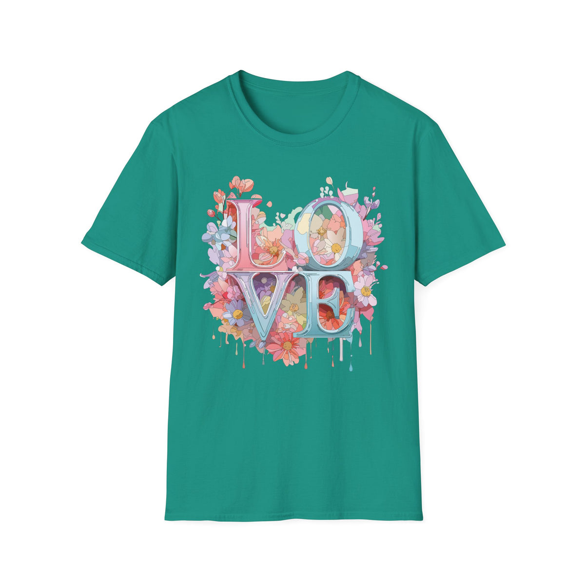 Floral LOVE Typography T-Shirt | Flower Letters Tee