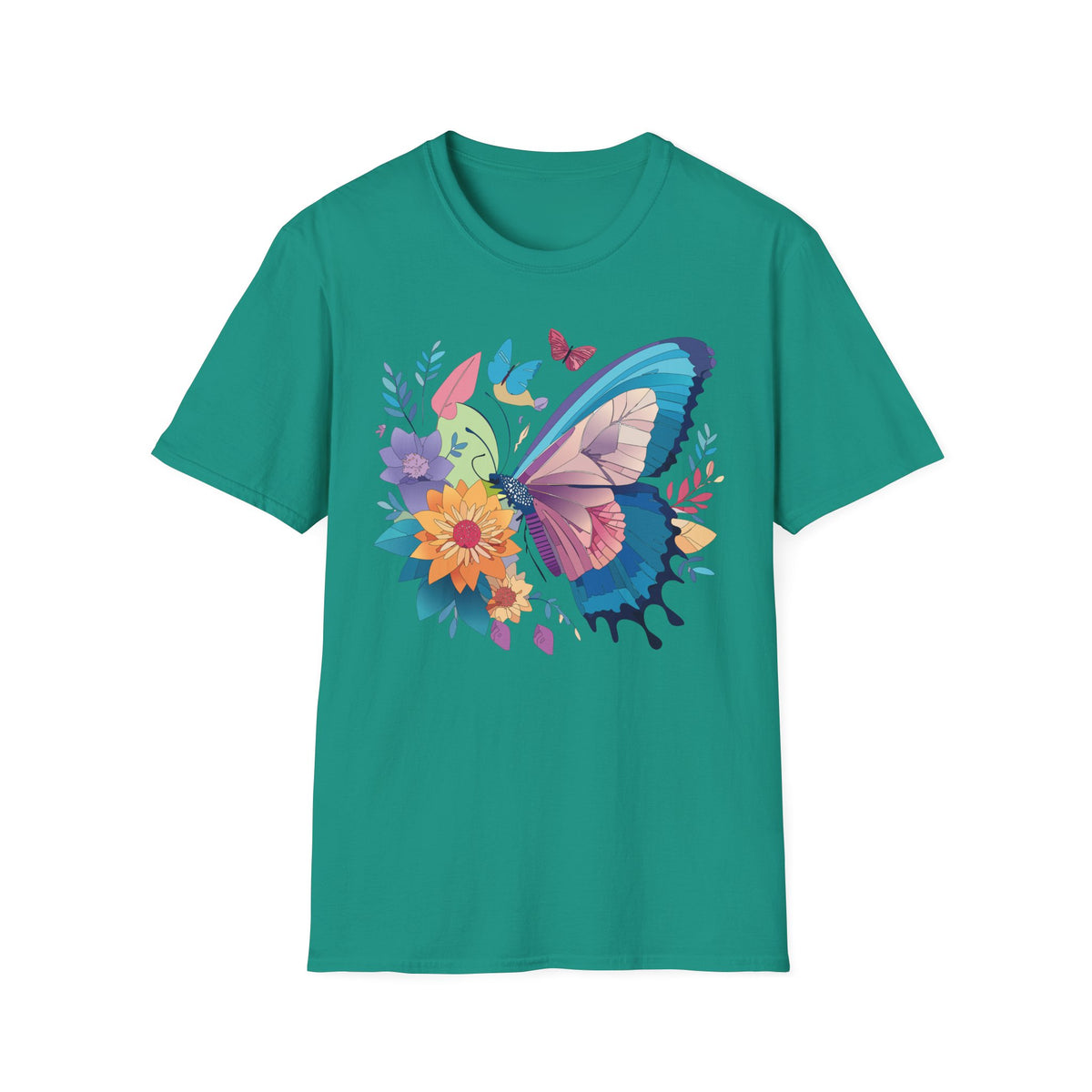 Watercolor Butterfly Floral Graphic Design Unisex 100 Cotton Gildan T-Shirt