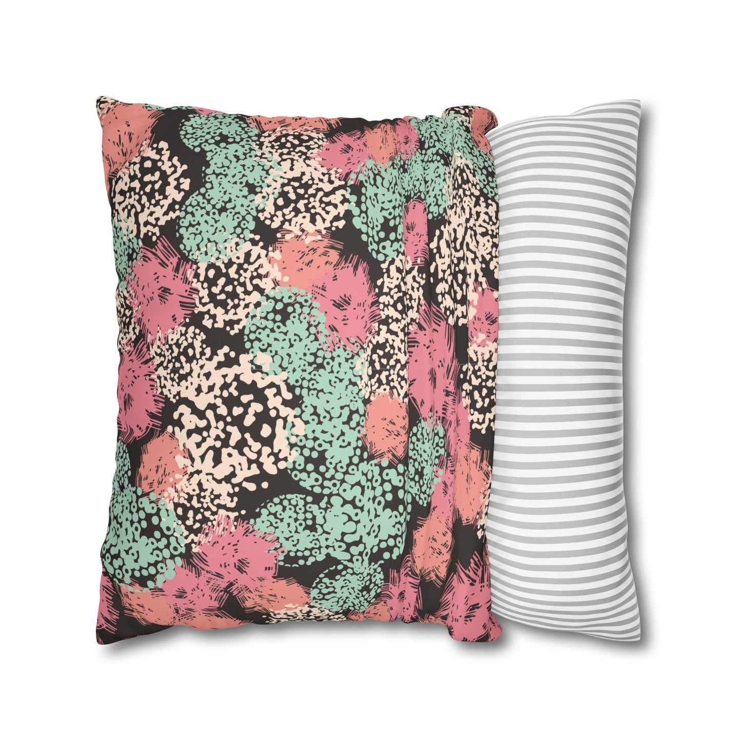 Faux Suede Pillowcase with Abstract print