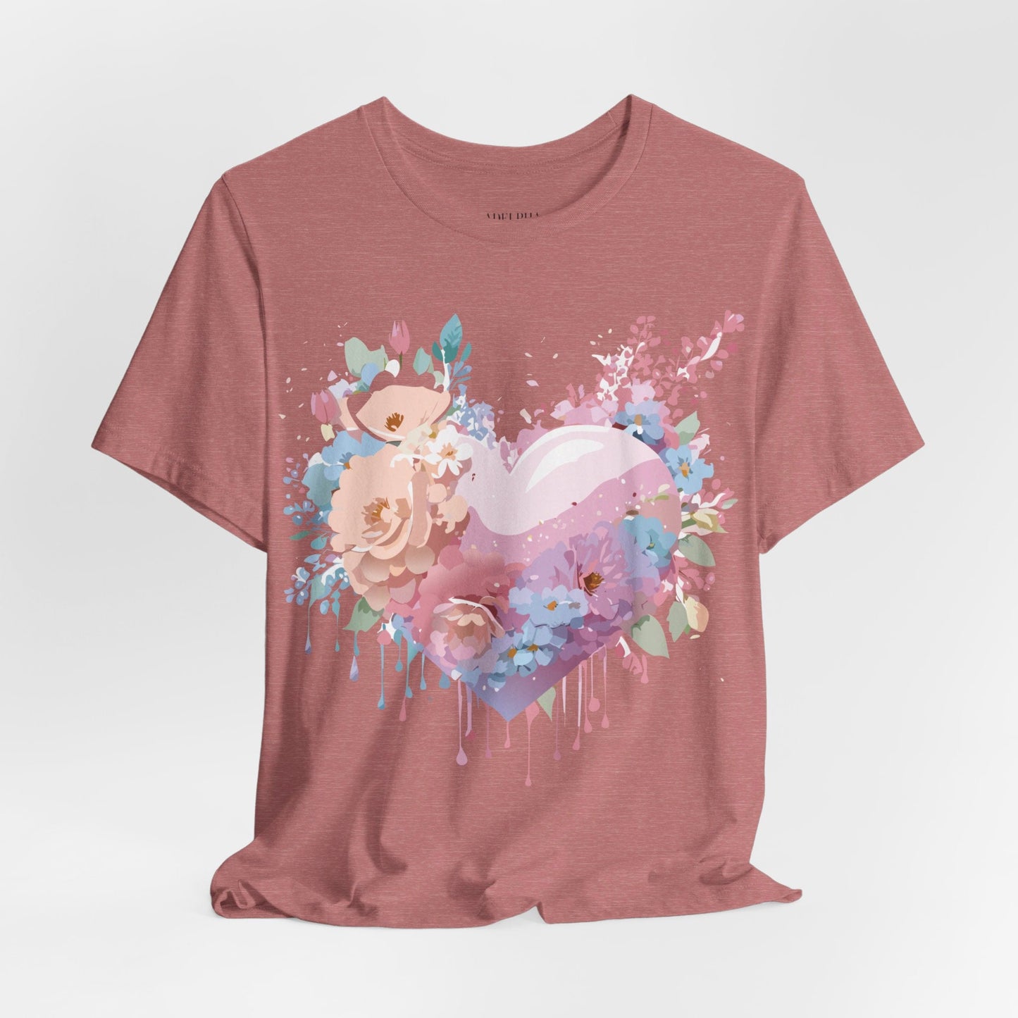 Valentine Day Graphic Unisex 100 Cotton Vintage Artwork with Love and Flower Design Tee 29