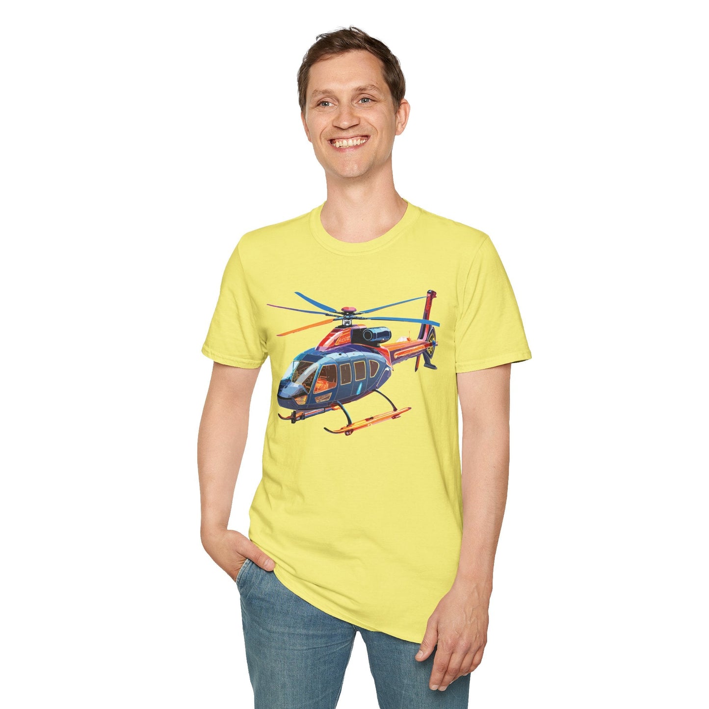 Chopper Helicopter Graphic T Shirt Unisex Softstyle Cotton Short Sleeve Artwork Design