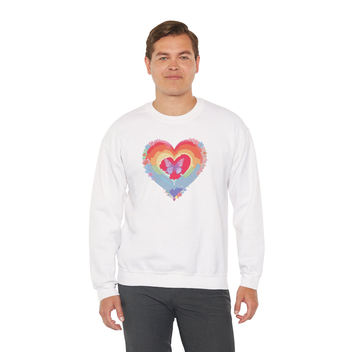 Rainbow Heart Sweatshirt, Floral Heart Sweatshirt, Floral Love Sweatshirt, Valentine's Day Sweatshirt, Rainbow Heart Floral Sweatshirt 116