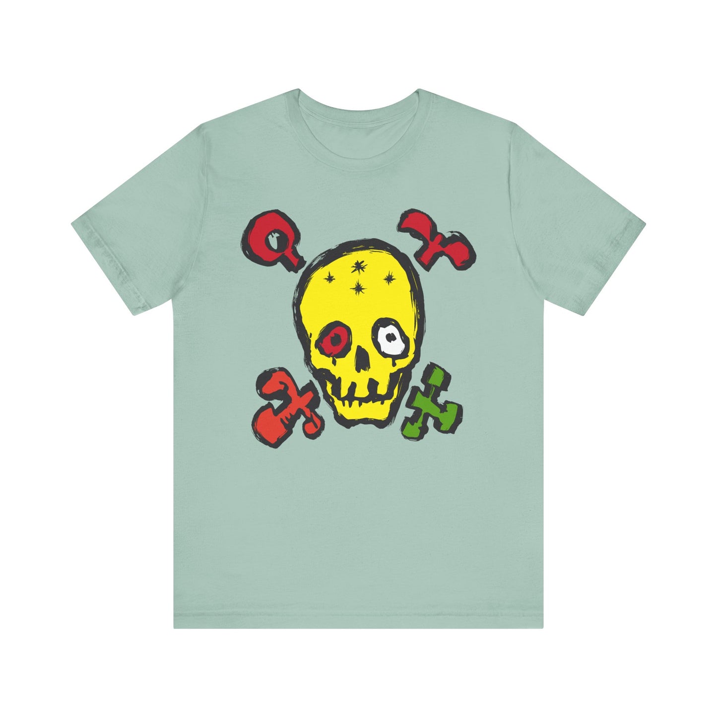 Yellow Skull Graphic Design Tee, Skull Shirt, Vintage Tees, Art Design T-Shirt, Vintage Graphic Tee, Art Shirts with Skulls