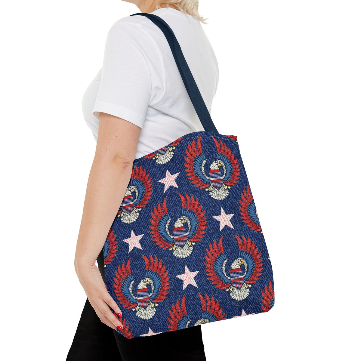 4th of July Graphic Denim Fabric Imitation Print Unisex Canvas Bag Poly Spun 3 Sizes Tote Bag 200-4