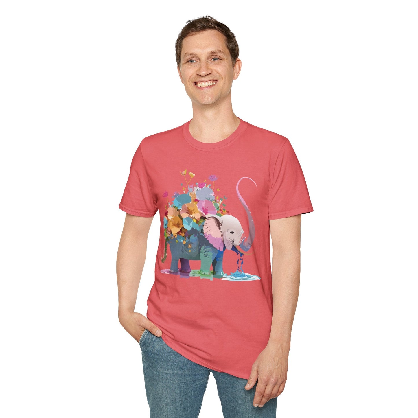 Elephant T Shirt Unisex Softstyle Cotton Tee With Animated Elephant Design Premium Comfort