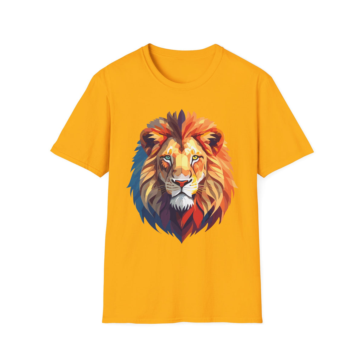 Colorful Lion Head T-Shirt | Vibrant Animal Portrait, Wildlife Tee