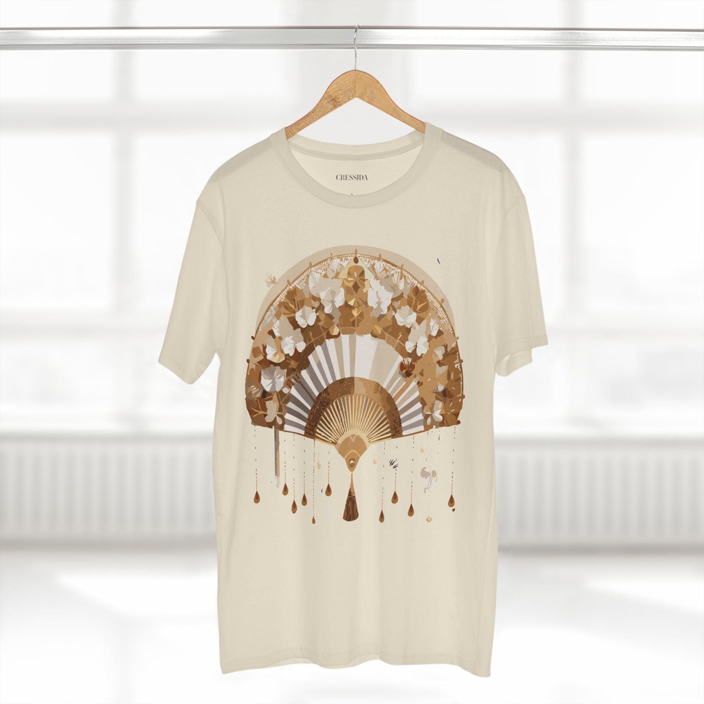 Antique Fan Graphic Design T-Shirt Unisex 100 Cotton Floral Carnival Artwork Tee 17