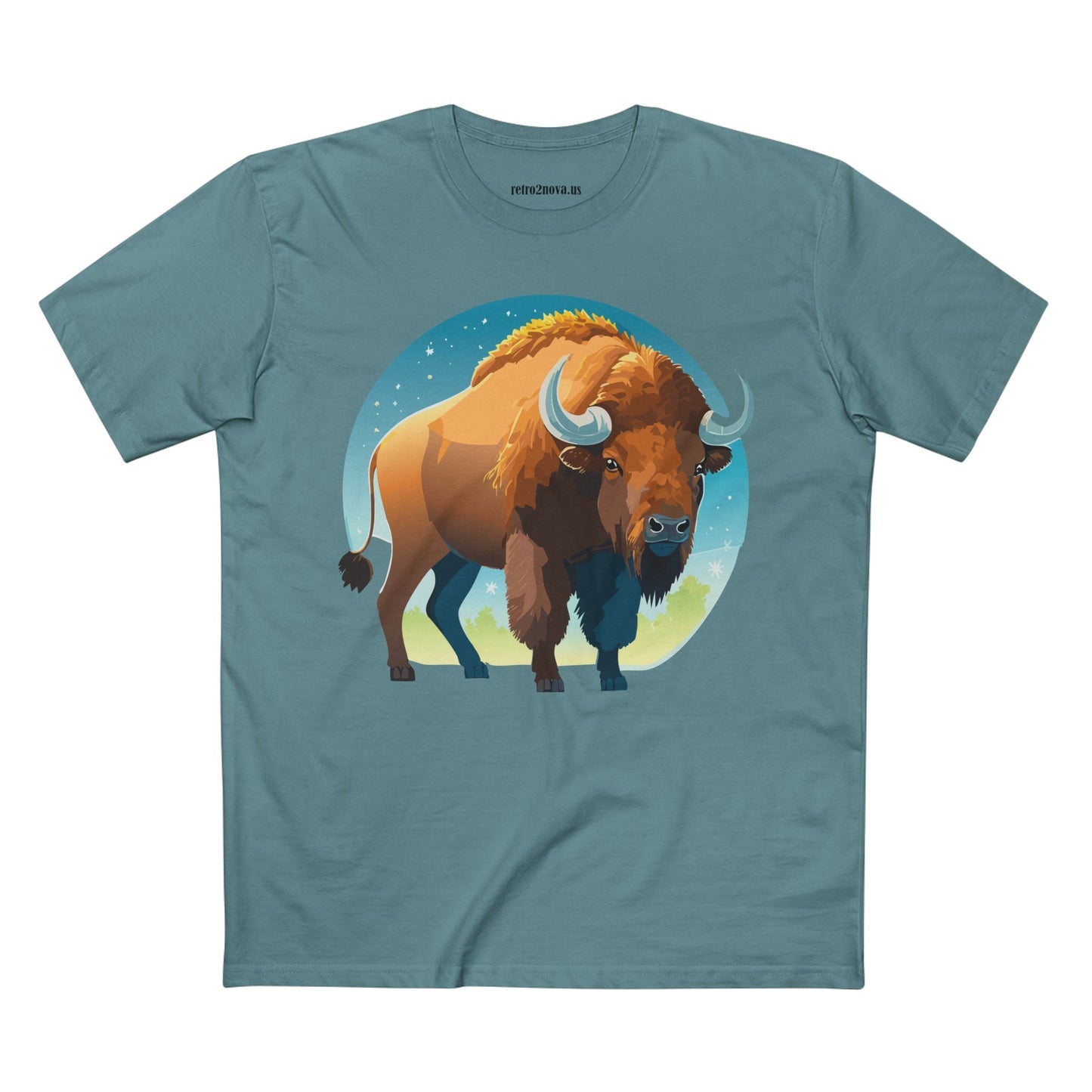 Unisex Premium Cotton Tee With Original Bison Art Design From Retro2Nova Art Collection Soft Breathable Everyday Comfort