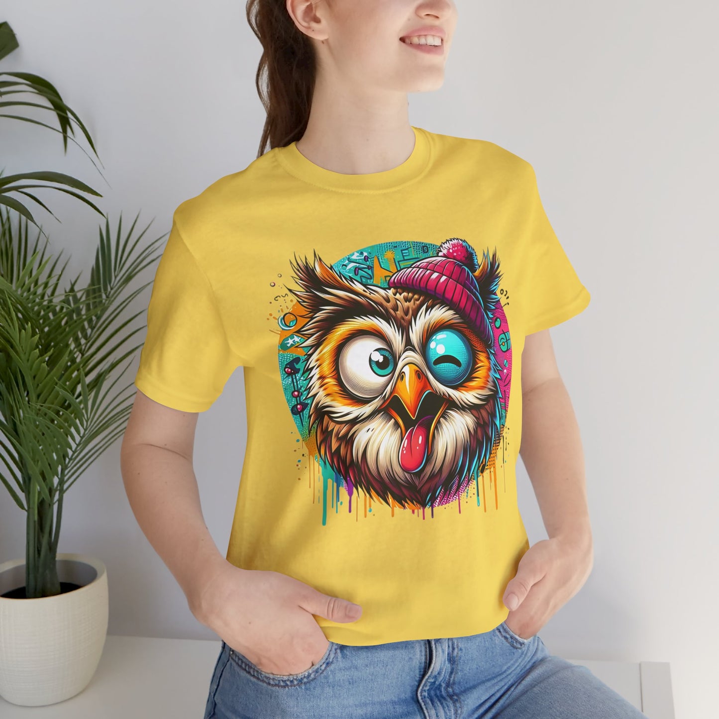 Colorful Owl Graphic Tee, Fun Owl Shirt, Funny Bird Shirt, Cute Cartoon Tees, Animal T-Shirt, Animal Tees, Art Design T-Shirt