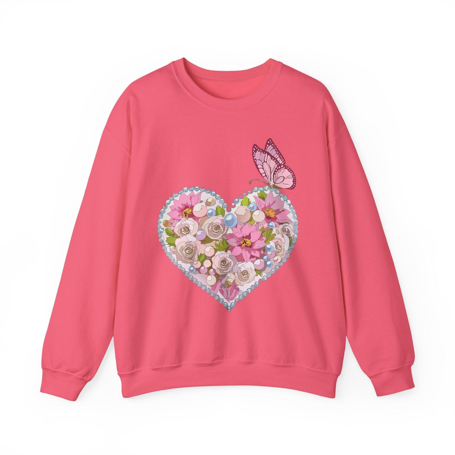 Floral Heart Sweatshirt Unisex Heavy Blend Crewneck 50 Cotton 50 Polyester Valentine's Day