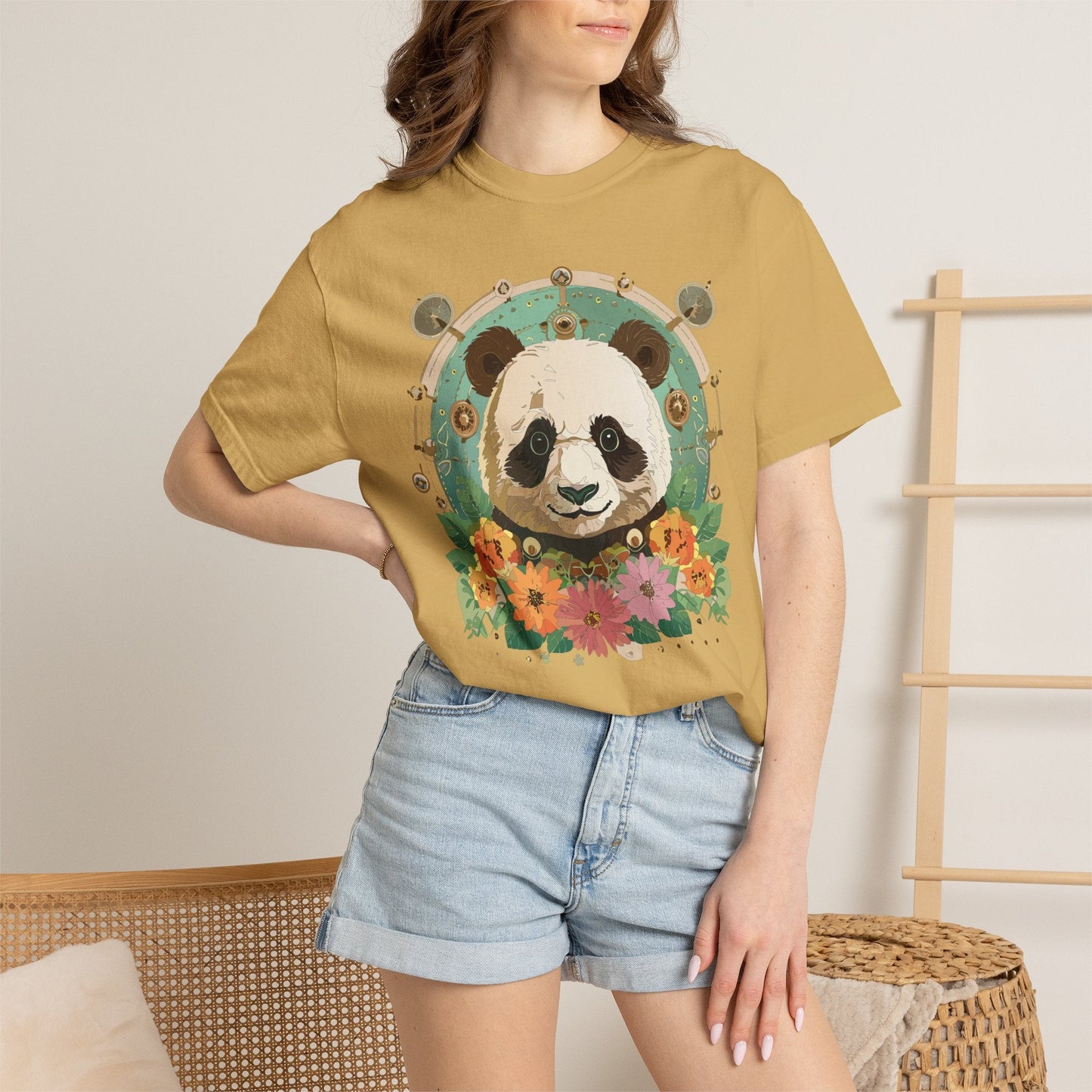 Panda Portrait Graphic T-Shirt Unisex Cotton Floral Animal Art Tee p3