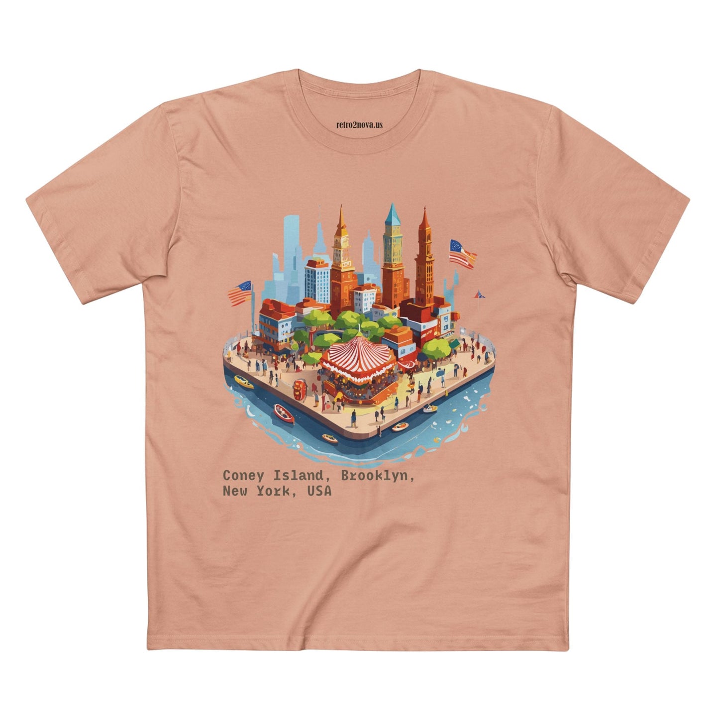 Unisex Premium Cotton Staple Tee With Original Art Design From Retro2Nova Brooklyn Travel Shirt