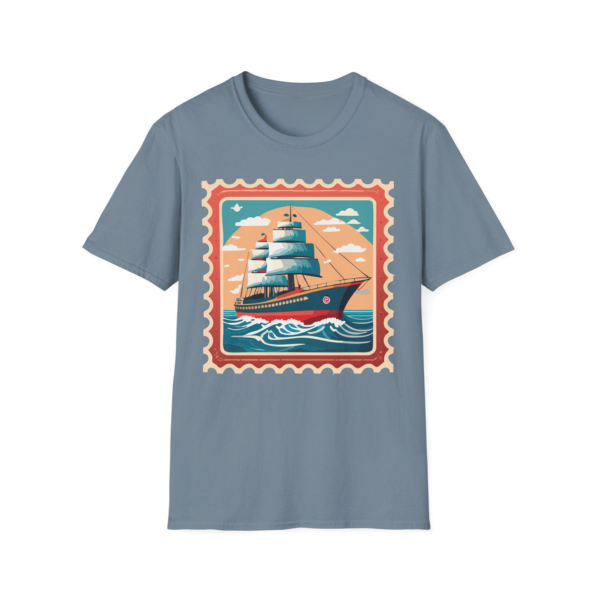 Vintage Sailing Ship T-Shirt | Retro Ocean Stamp Graphic Tee