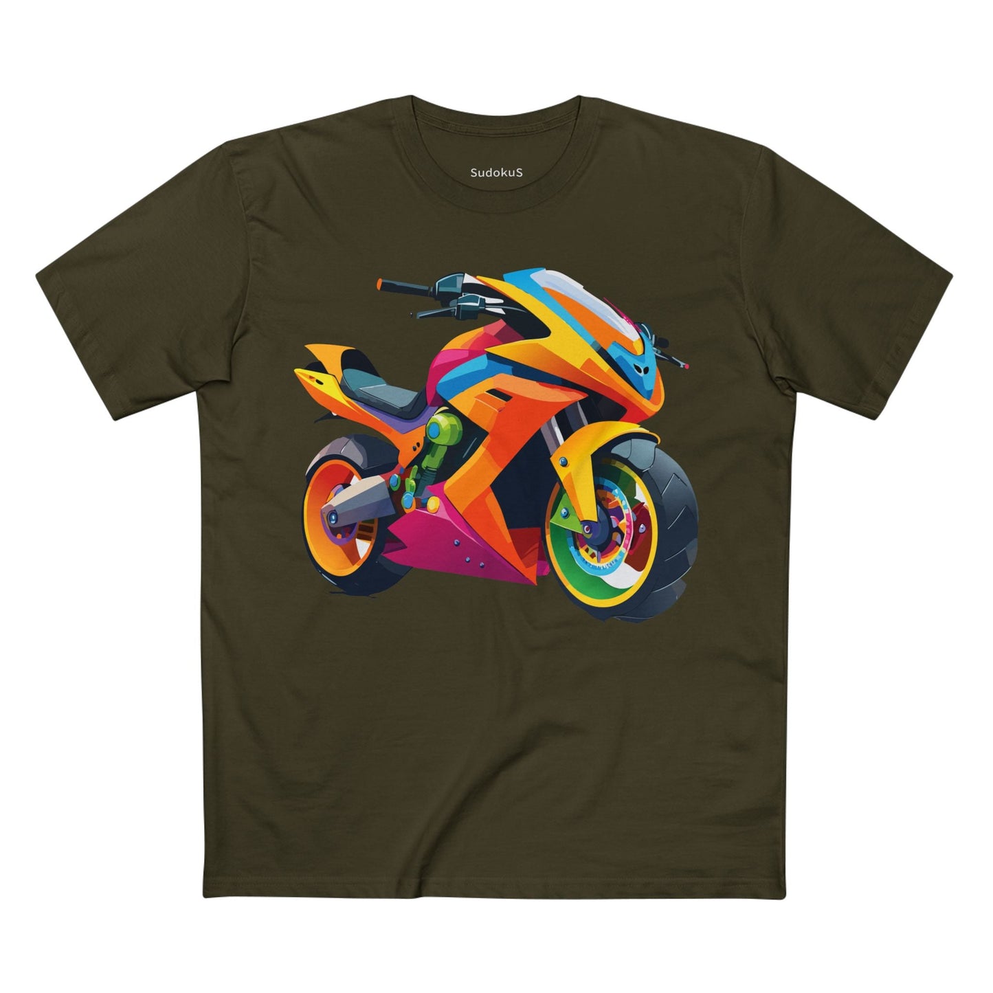 Moto Bike Graphic Unisex 100 Cotton Staple Tee 8
