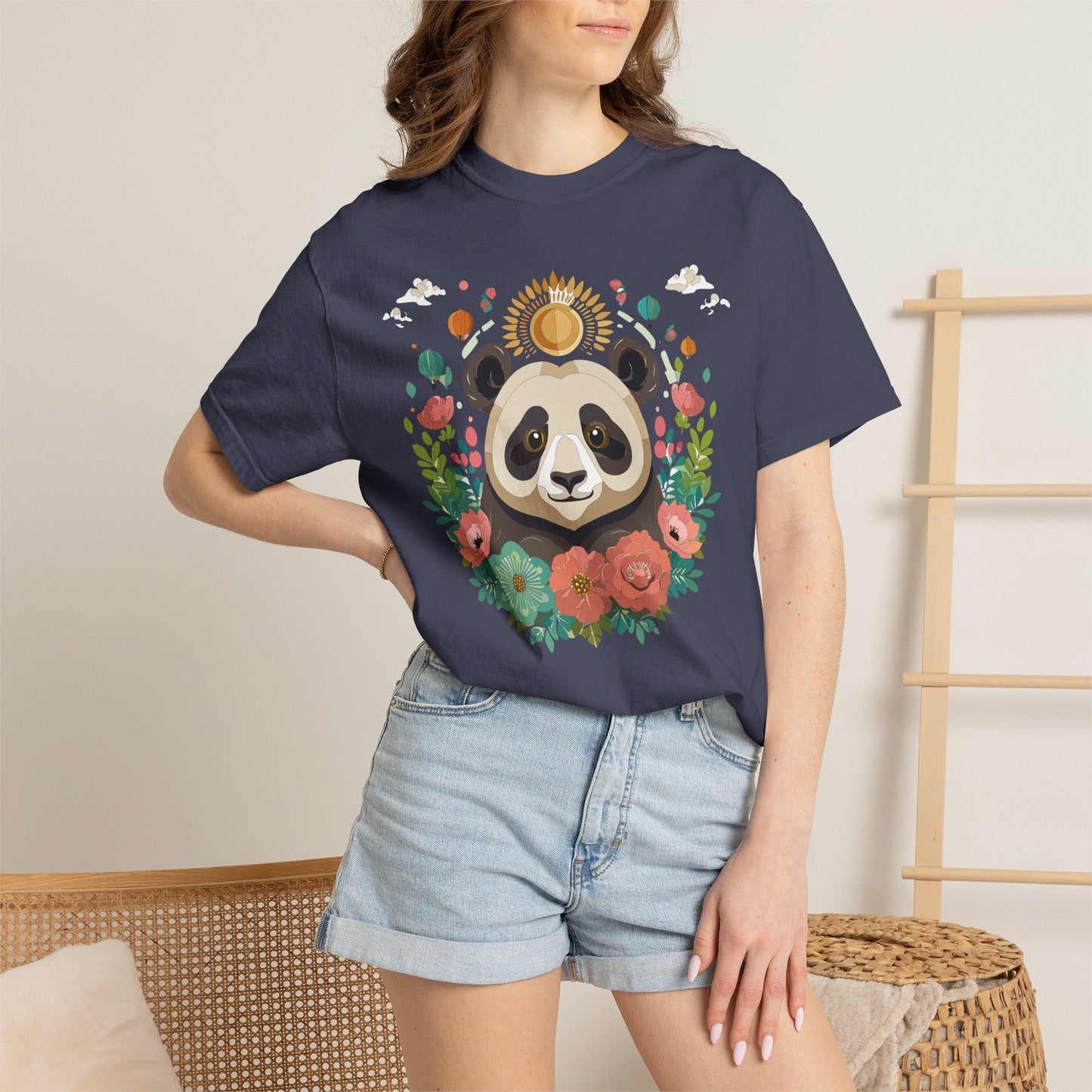 Panda Portrait Graphic T-Shirt Unisex Cotton Floral Animal Art Tee p4
