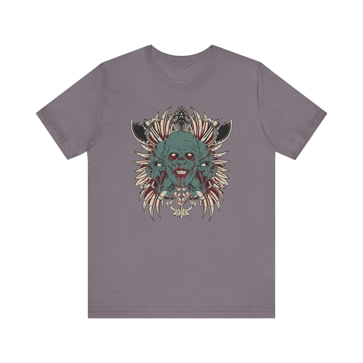 Zombie Skull Mandala T-Shirt Horror Graphic Tee, Gothic Skull Unisex Cotton Art-54-2