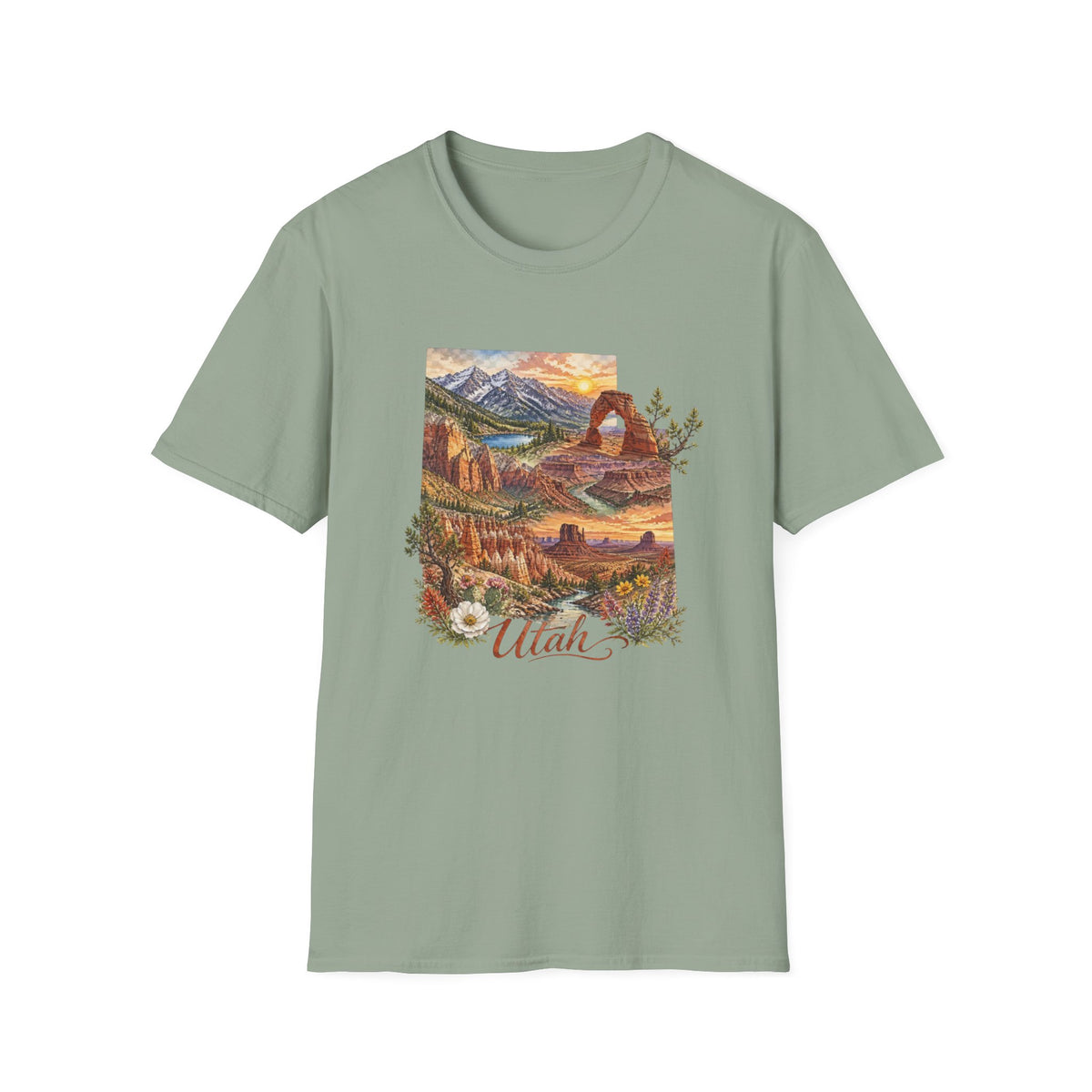 Utah Scenic T-Shirt — Vintage National Park Landscape Tee Travel Tourist Graphic Design Unisex 100 Cotton Gildan T-Shirt